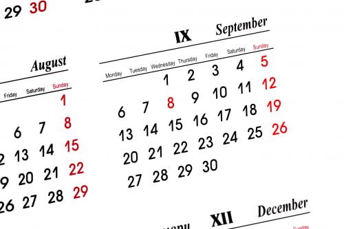 September 15 calendar page for tax deadline